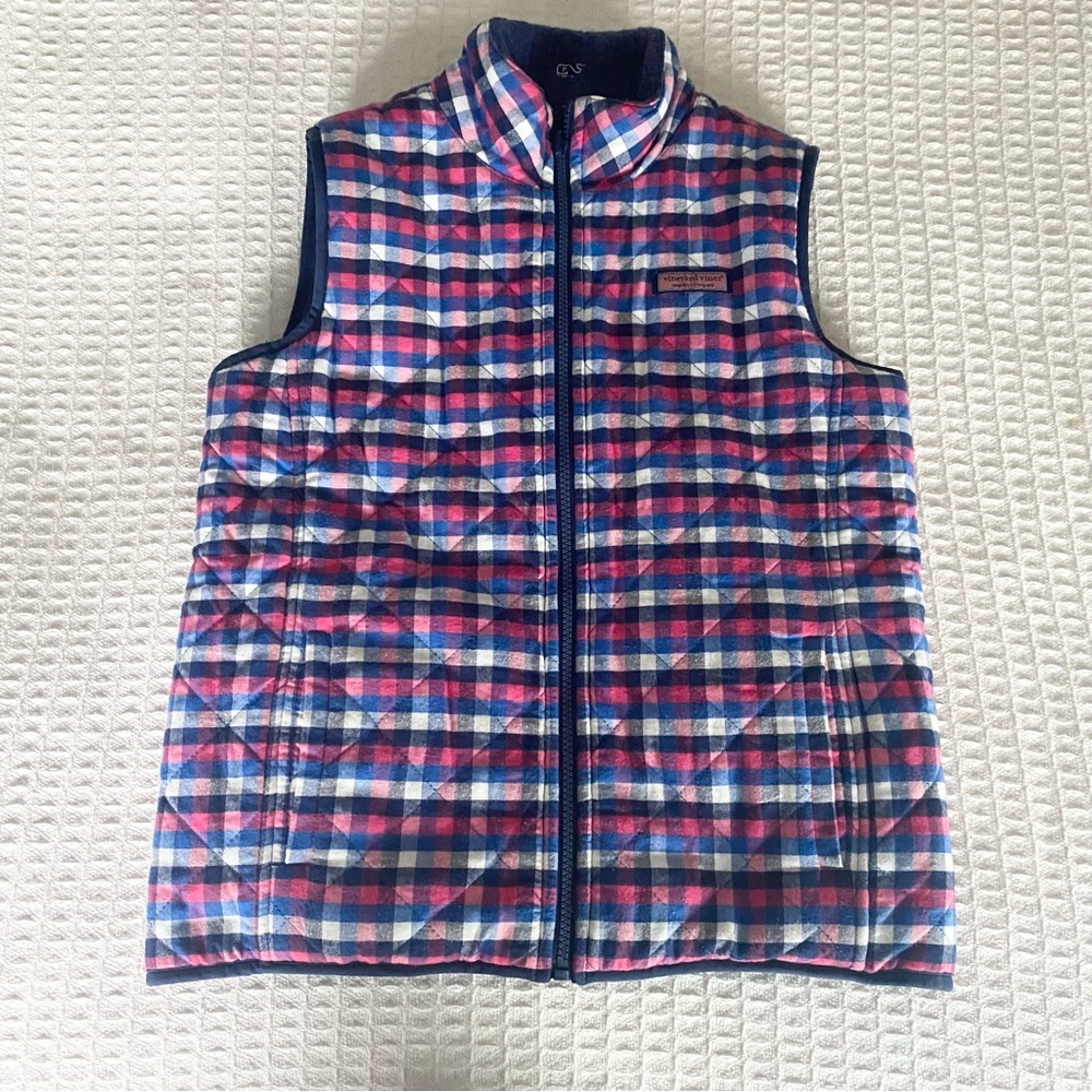 Vineyard Vines Girls Reversible Sherpa Shep Vest navy size L